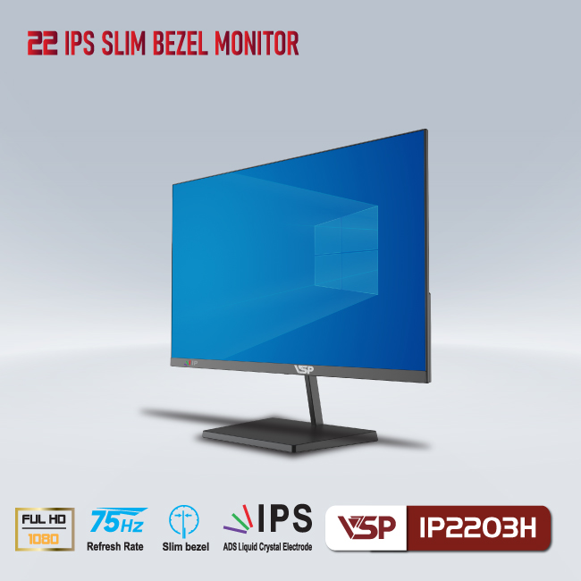 Màn hình VSP IP2203H 22inch (21,45&quot; IPS FHD 75Hz, HDMI+VGA) - Hàng chính hãng TECH VISION phân phối