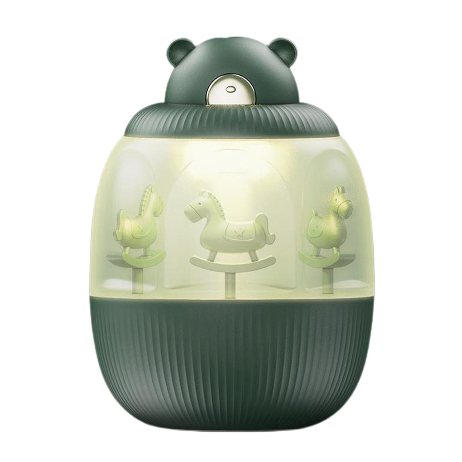 Carousel Music Box Small USB Air Humidifier with Light for Home Office Desk Decoration 7-Color LED Light Desk Humidifiers USB Powered