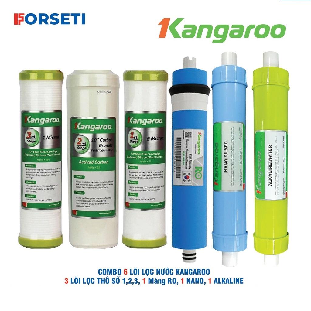 Trọn bộ 6 lõi lọc nước Kangaroo Hàng chính hãng dùng cho máy lọc nước Kangaroo KGRP68EC