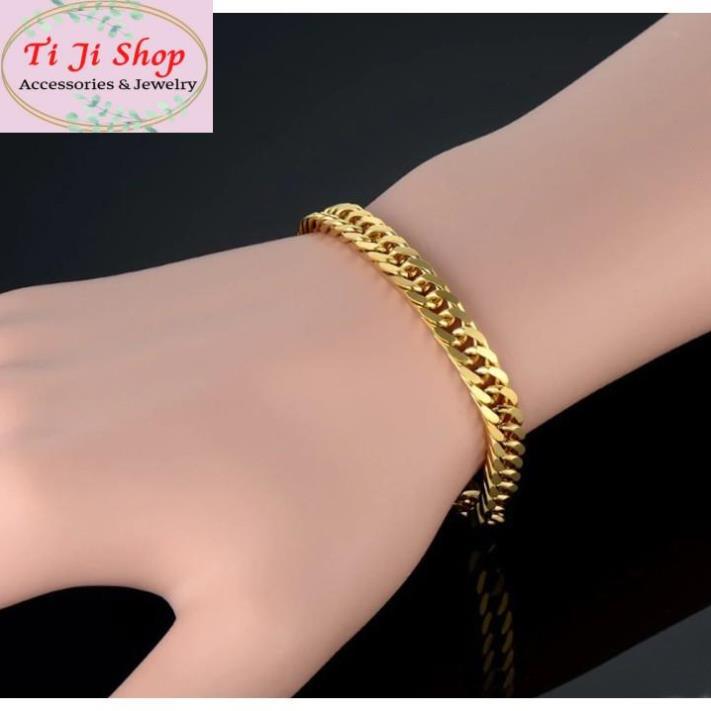 LẮC TAY NAM INOX MẠ VÀNG KIỂU LẶC ĐÔI 9mm đẹp mà chất