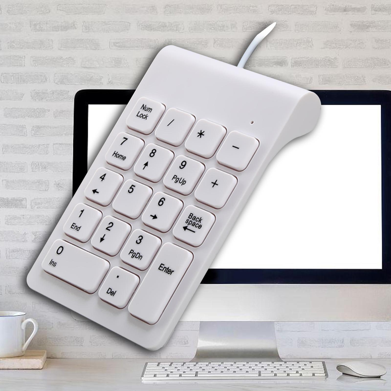 Wired USB Numeric Keypad 18 Keys Anti Slip Easily Carry White