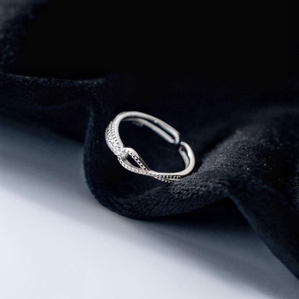 Bộ 2 nhẫn bạc nữ Miuu Silver, nhẫn nữ đính đá điều chỉnh size Kzim và Dnot