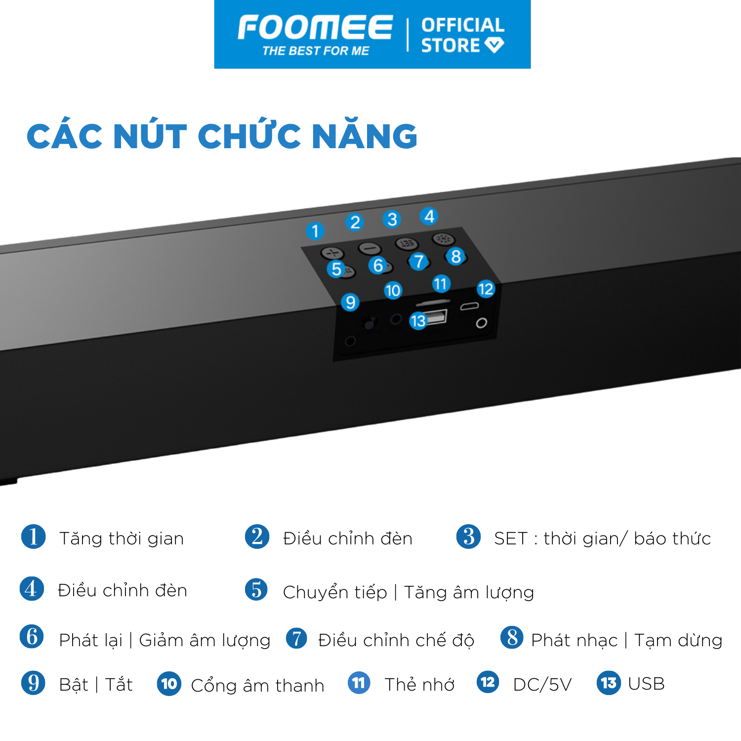 Loa Bluetooth Mini  Pin 2400mAh FOOMEE HH17 pro - Tích Hợp Đèn Led Nháy Loa Kép Và Kết Nối Cuộc Gọi - Màu Đen - Hàng Chính Hãng