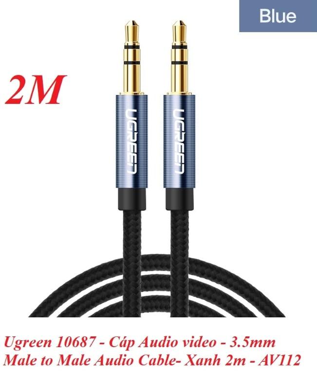 Ugreen UG10687AV112TK 2M màu Xanh Cáp âm thanh 2 đầu 3.5mm dương - HÀNG CHÍNH HÃNG