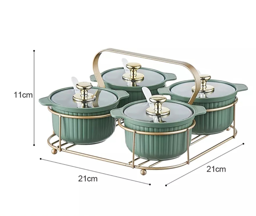 Set 4 hũ đựng gia vị kèm khay