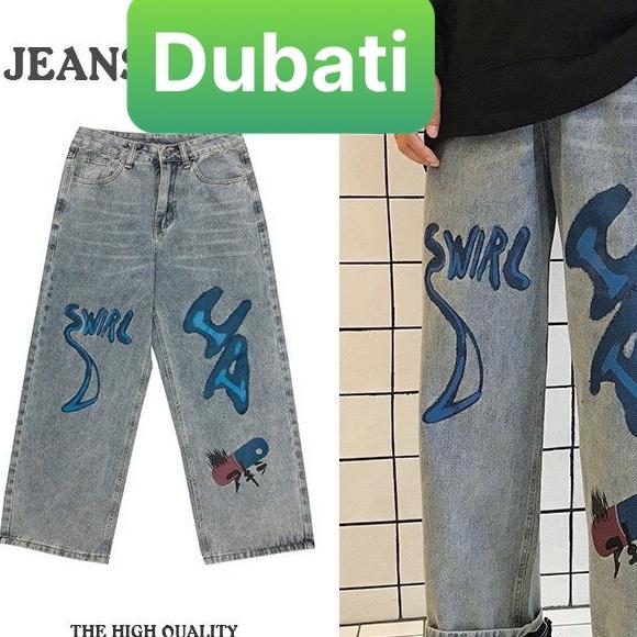 Quần Jean Baggy, Jean Nam Ống Rộng Thêu Họa Tiết Chất Vải Co Giãn Phong Cách Unisex- DB 43- DUBATI FASHION