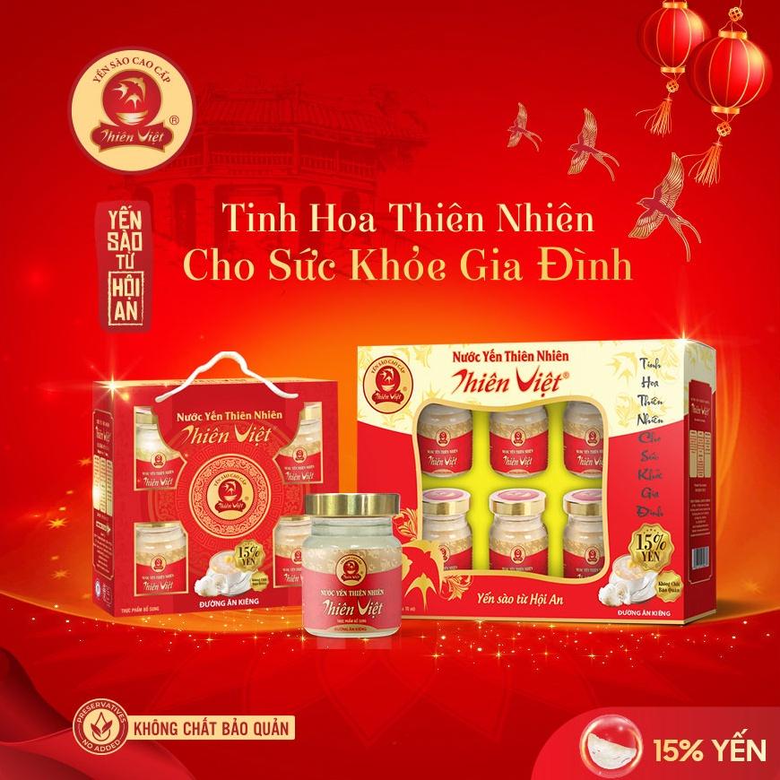 Nước Yến Sào Thiên Việt 15% yến tổ (Lốc 6 hũ x 70ml) có đường