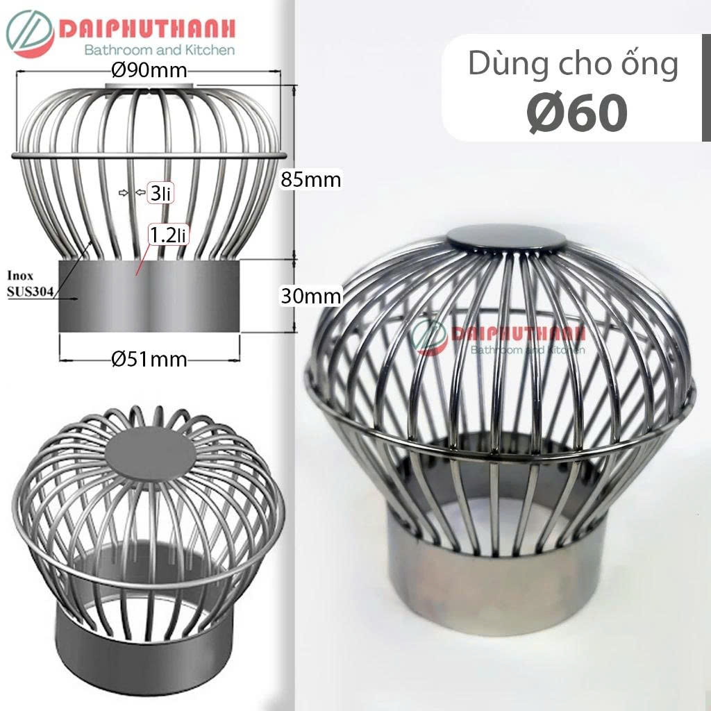 Cầu Chắn Rác Ban Công Quả Cầu Lọc Rác Sân Thượng Inox SUS304 - Nhiều kích cỡ, dùng cho ống phi 60, 90, 110
