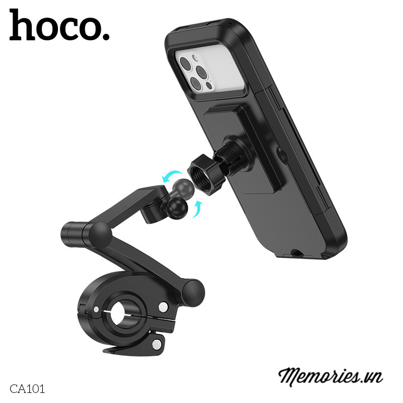 Giá đỡ, kẹp điện thoại Hoco CA101 chống nước, che mưa nắng, khớp nối linh hoạt - Chính hãng cho xe máy, mô tô, xe đạp