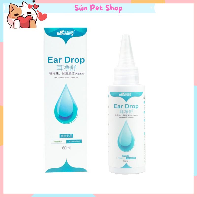 Lọ nhỏ tai cho chó mèo Borammy 60ml (Dung dịch vệ sinh tai cho thú cưng chiết xuất thiên nhiên)