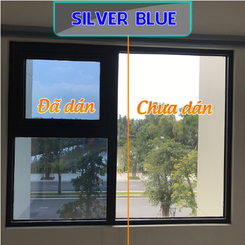 Phim cách nhiệt, chống nóng Hàn Quốc cao cấp - Màu xanh bạc phản gương Silver Blue - Chống UV, giảm chói lóa - Khổ ngang 1,52m