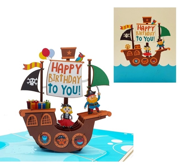 Thiệp 3D Pop Up Thuyền Cướp Biển Sinh Nhật – Thiệp Chúc Mừng Sinh Nhật Cho Bé Trai, Độc Đáo, Vui Nhộn, B25