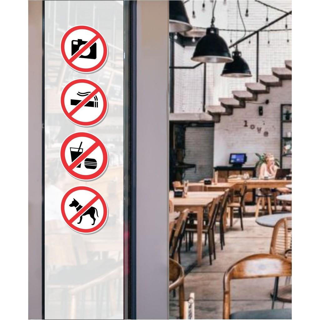 Set 4 logo decal dán bảng CẤM pvc chống thấm cao cấp