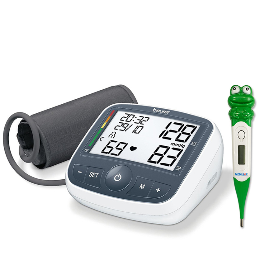 Combo Máy Đo Huyết Áp Bắp Tay Beurer BM40  + Nhiệt Kế Điện Tử Đầu Mềm Medilife