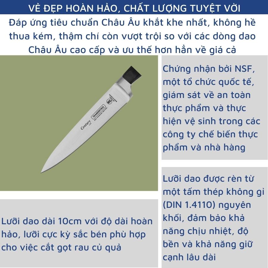 Dao Hoa Quả Cao Cấp Tramontina Century Chiều Dài Lưỡi 10cm Chất Liệu Thép Không Gỉ Siêu Sắc Bén Rèn Nguyên Khối Sản Xuất Tại Brazil Bảo Hành 25 Năm