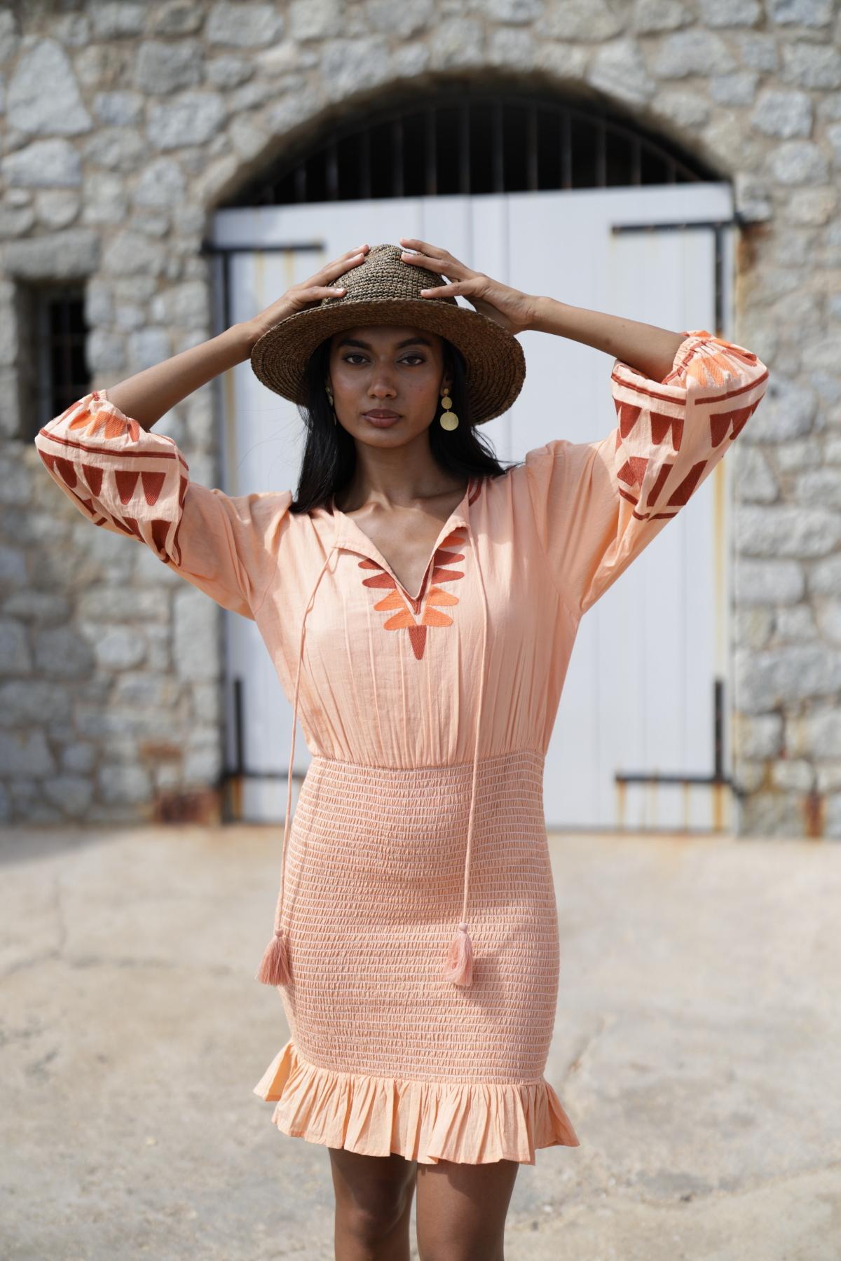 Đầm Boho Thêu Cotton Cao Cấp Luna Llena