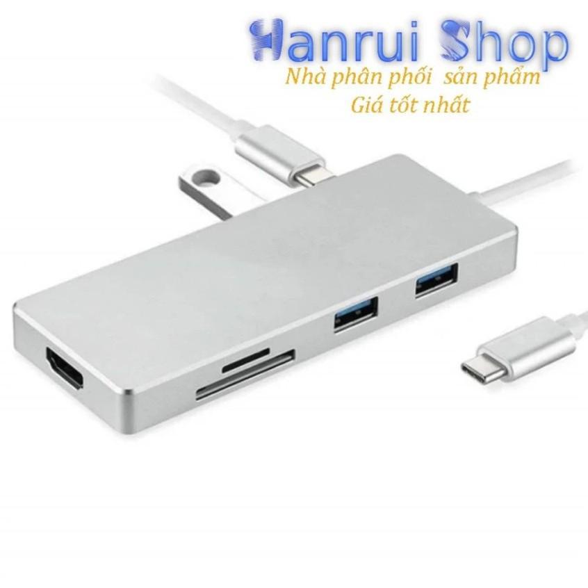 Cổng chuyển đổi đa năng Type C 7 in 1 cho Macbook HDMI 4K, usb, thẻ nhớ - AsiaMart