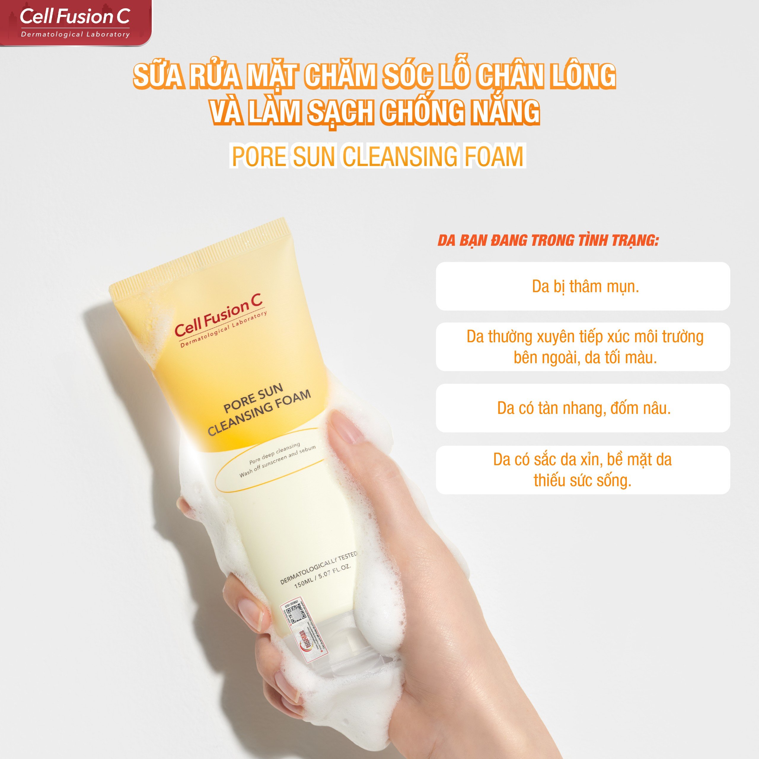 Sữa Rửa Mặt 5 trong 1 Cell Fusion C Pore Sun Cleasing Foam