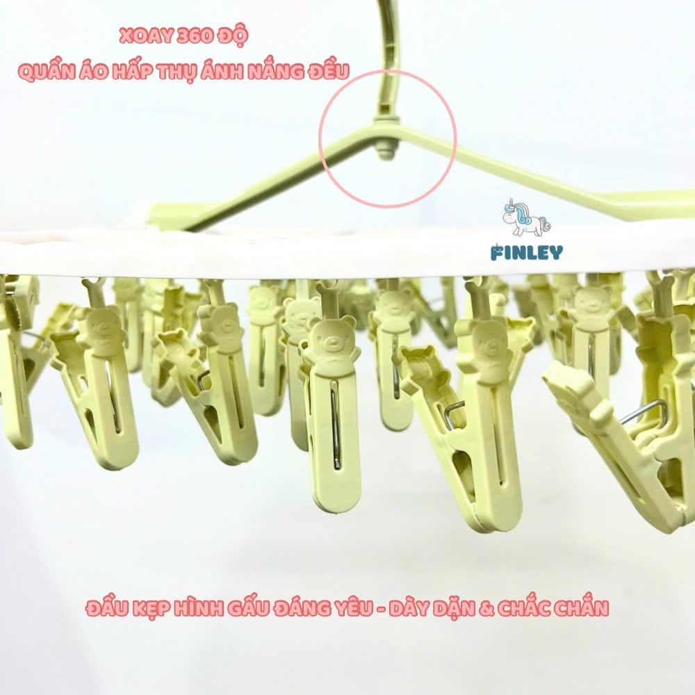 [Tặng thêm 4 móc] Móc Chùm Nhựa PP Cao Cấp Dày Dặn FINLEY 36 Kẹp Gấp Gọn, Xoay 360 Độ Phơi Quần Áo Trẻ Em