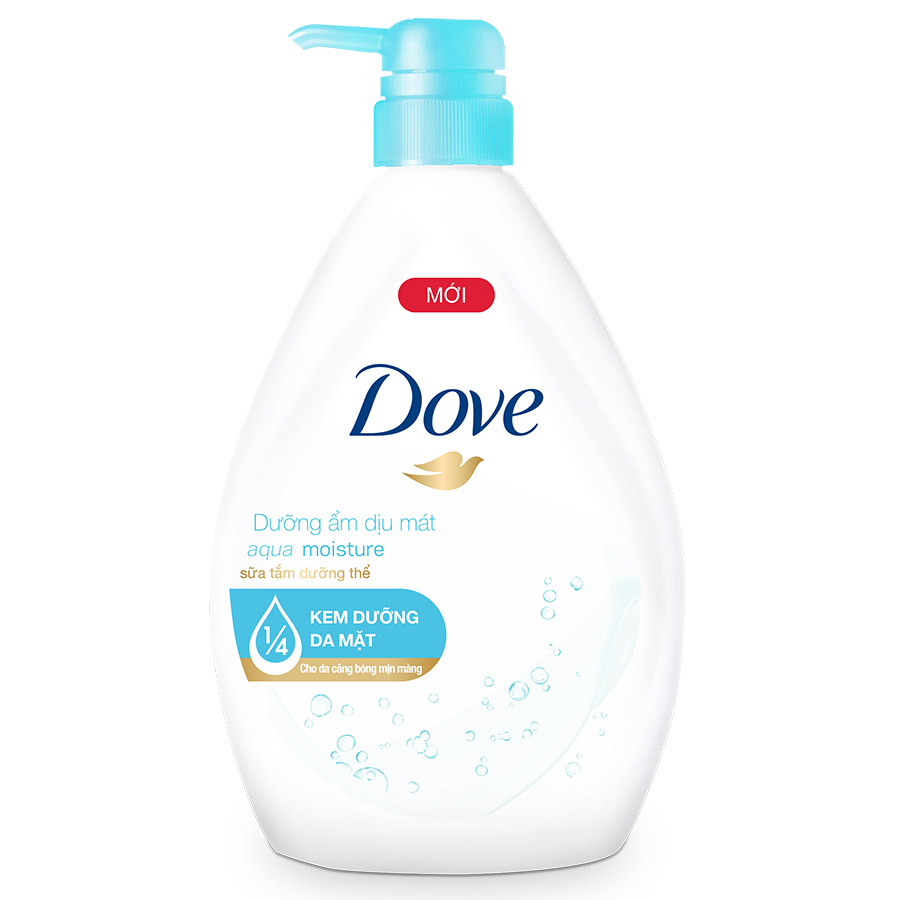 Sữa Tắm Dưỡng Thể Dove Dưỡng Ẩm Dịu Mát Aqua Moisture Với 1/4 Kem Dưỡng Da Mặt 900G