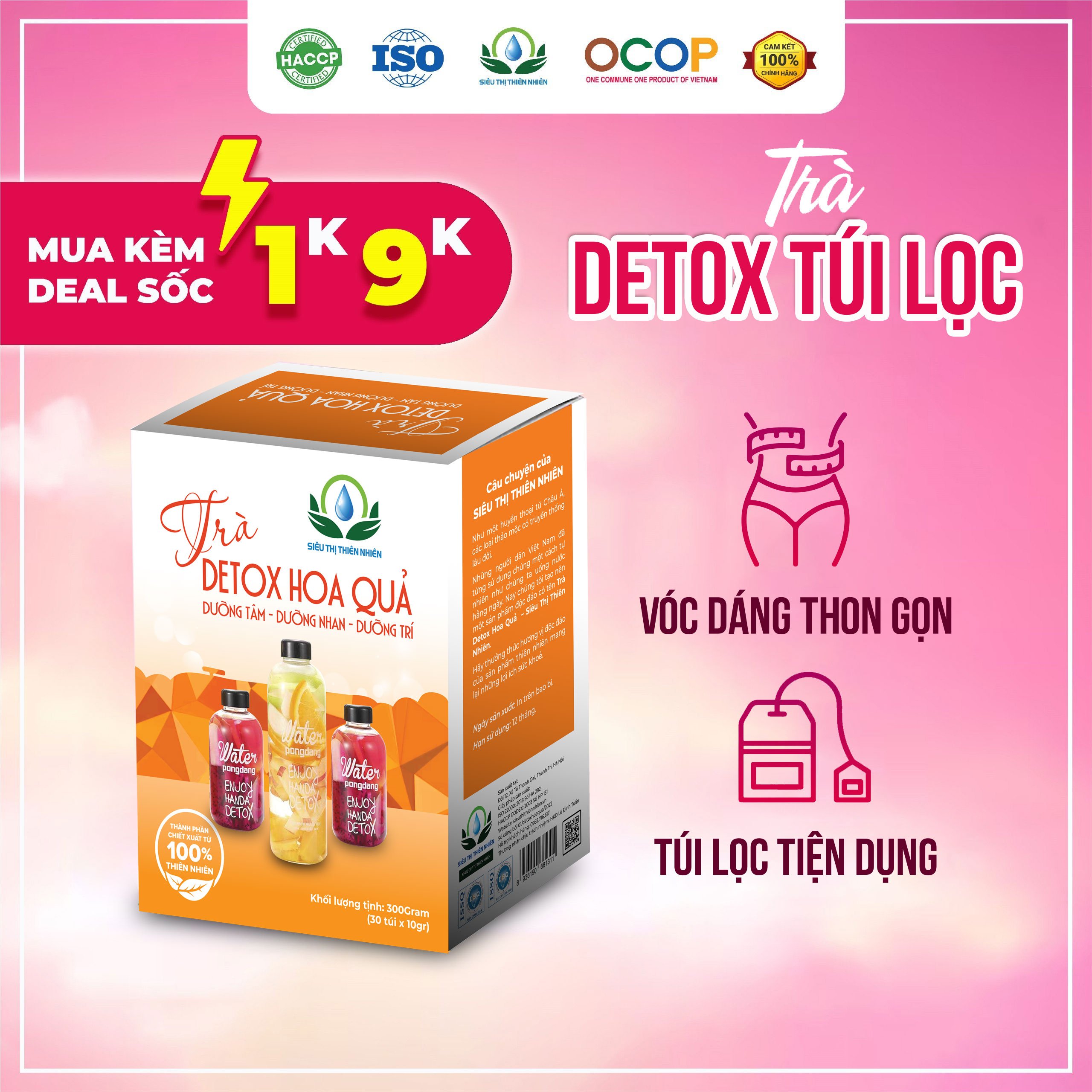 Trà Detox Hoa Quả Hộp 30 Gói Túi Lọc Giúp Giảm Cân, Đẹp Da, Thanh Nhiệt Của Siêu Thị Thiên Nhiên