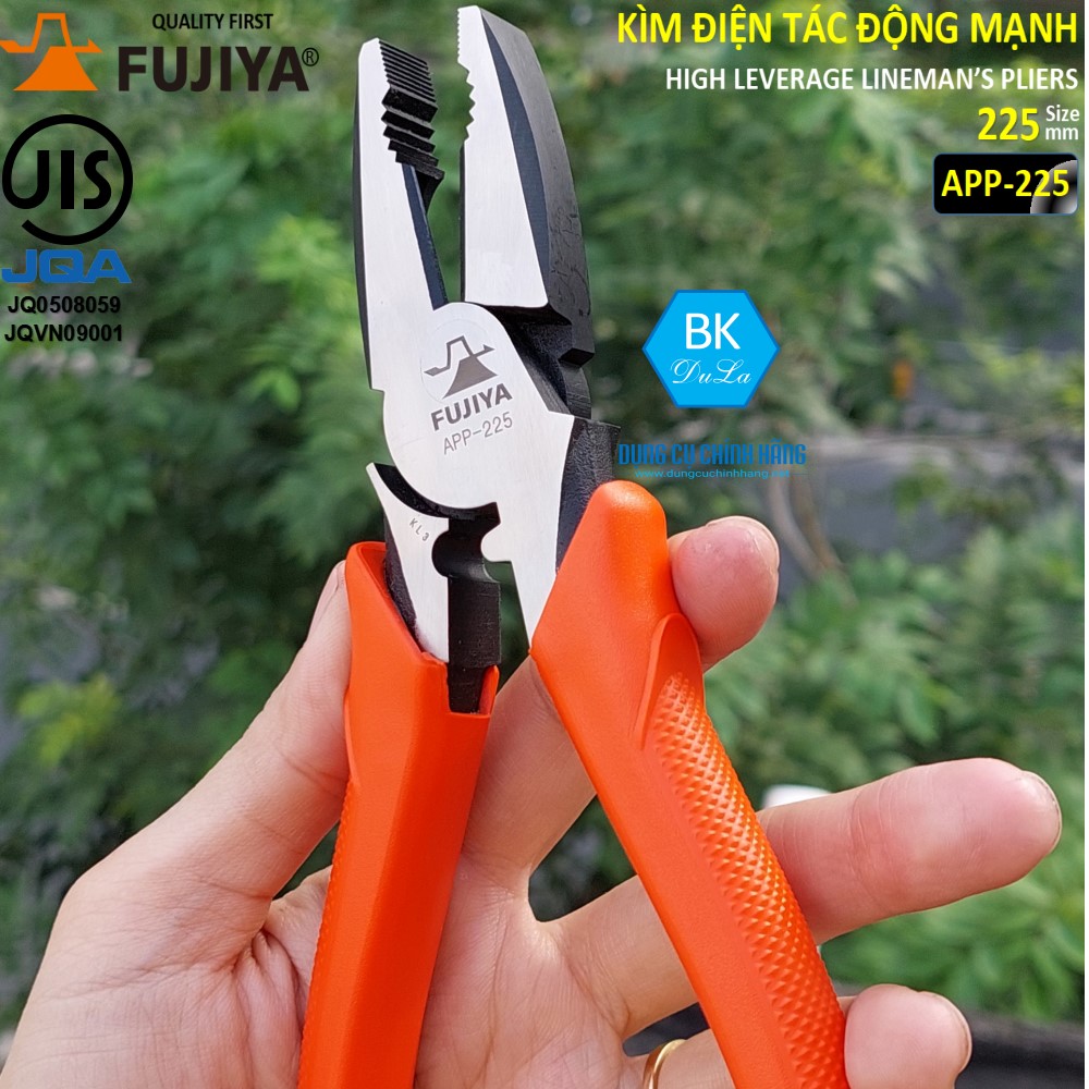 Kìm điện - Kìm răng tác động mạnh cách điện  Fujiya APP-225 GENUINE 9inch / 225mm công nghệ Nhật Bản