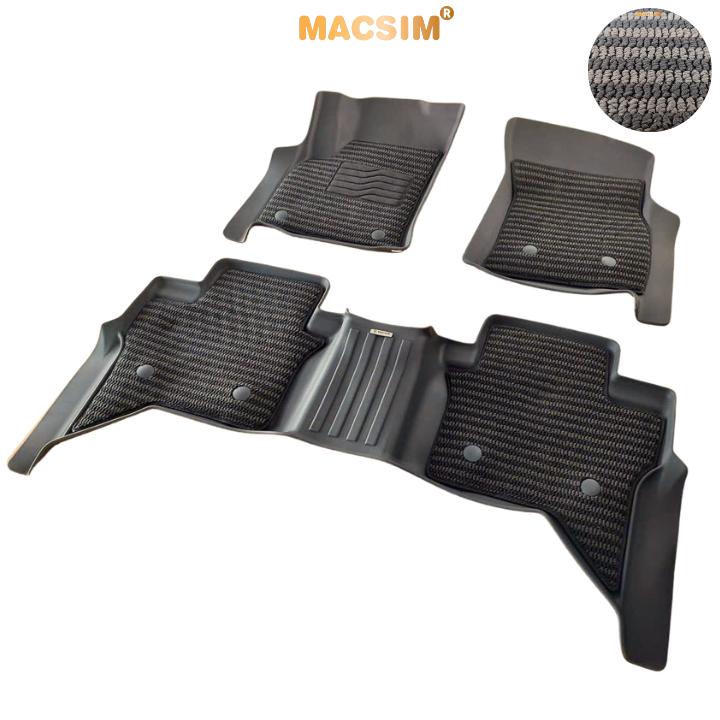Thảm Lót Sàn 2 Lớp TPE Macsim Toyota Hilux 2022+ Chuẩn Form, Bền, Không Mùi (sd3 xám đen ct)