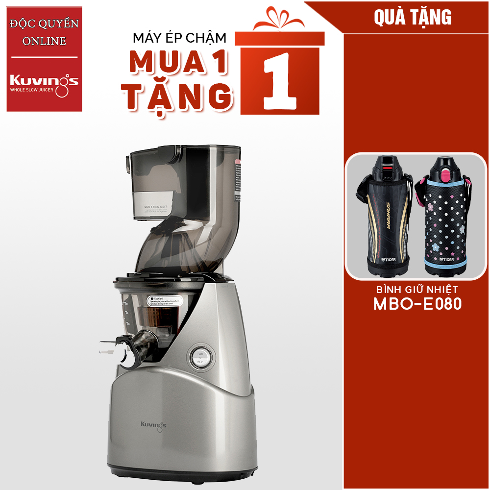 Máy ép trái cây tốc độ chậm Kuvings NS-924CBC2 Màu Bạc - TẶNG 1 BÌNH GIỮ NHIỆT TIGER MBO-E080 - Hàng chính hãng