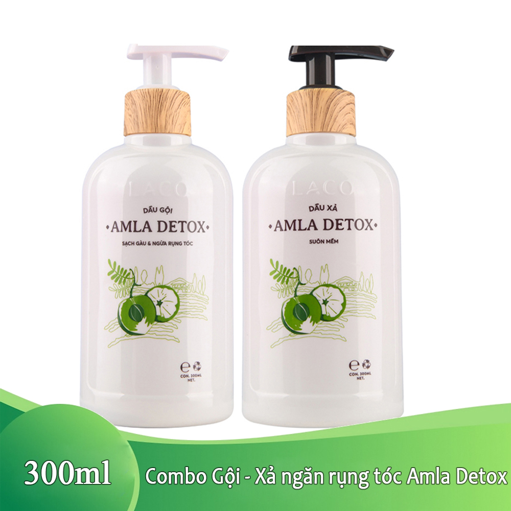 Bộ Dầu Gội - Xả AMLA DETOX LACO  Giải pháp cho tóc rụng và nhiều gàu