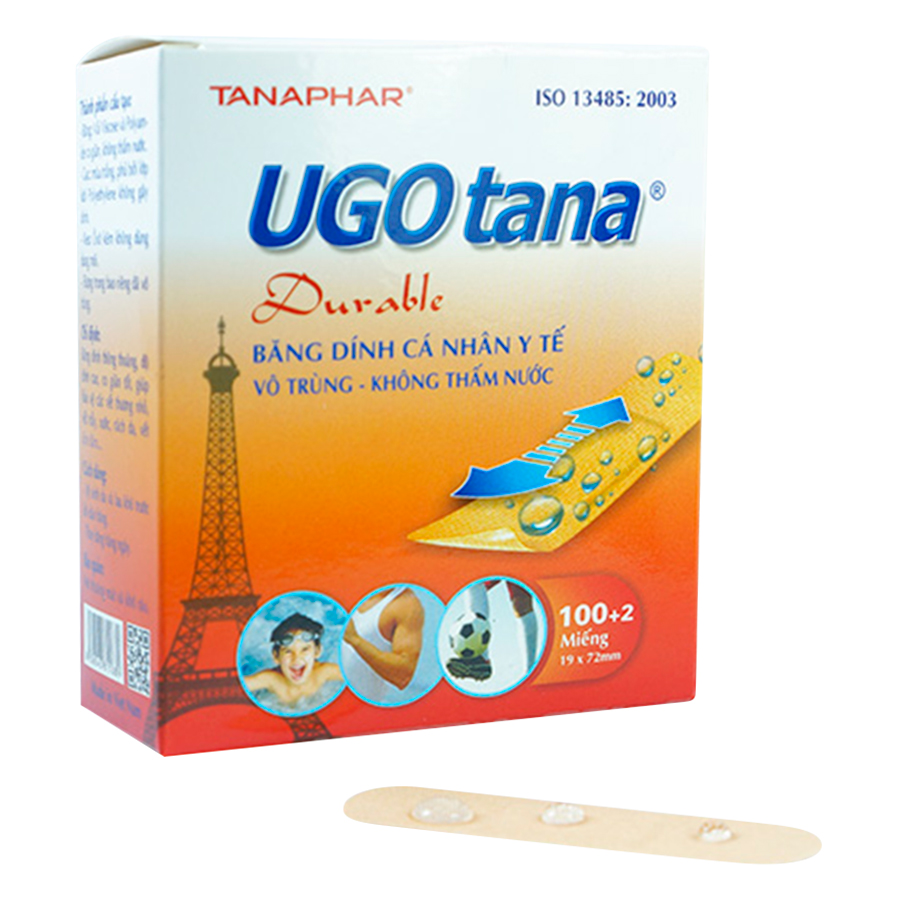 Hộp 100 Miếng + 2 Miếng Băng Dính Cá Nhân Y Tế Ugotana Đã Tiệt Trùng