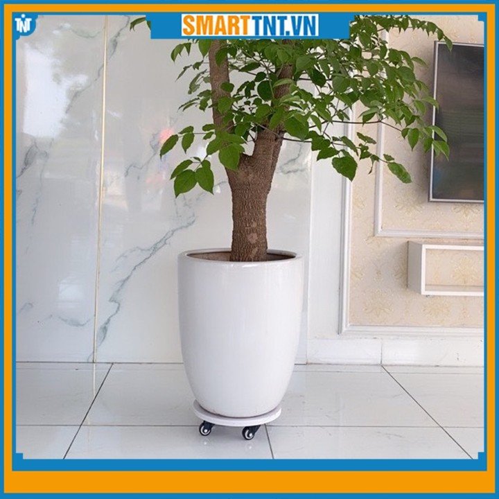 Đế để chậu cây có bánh xe cao su đen êm chịu tải 150kg mới