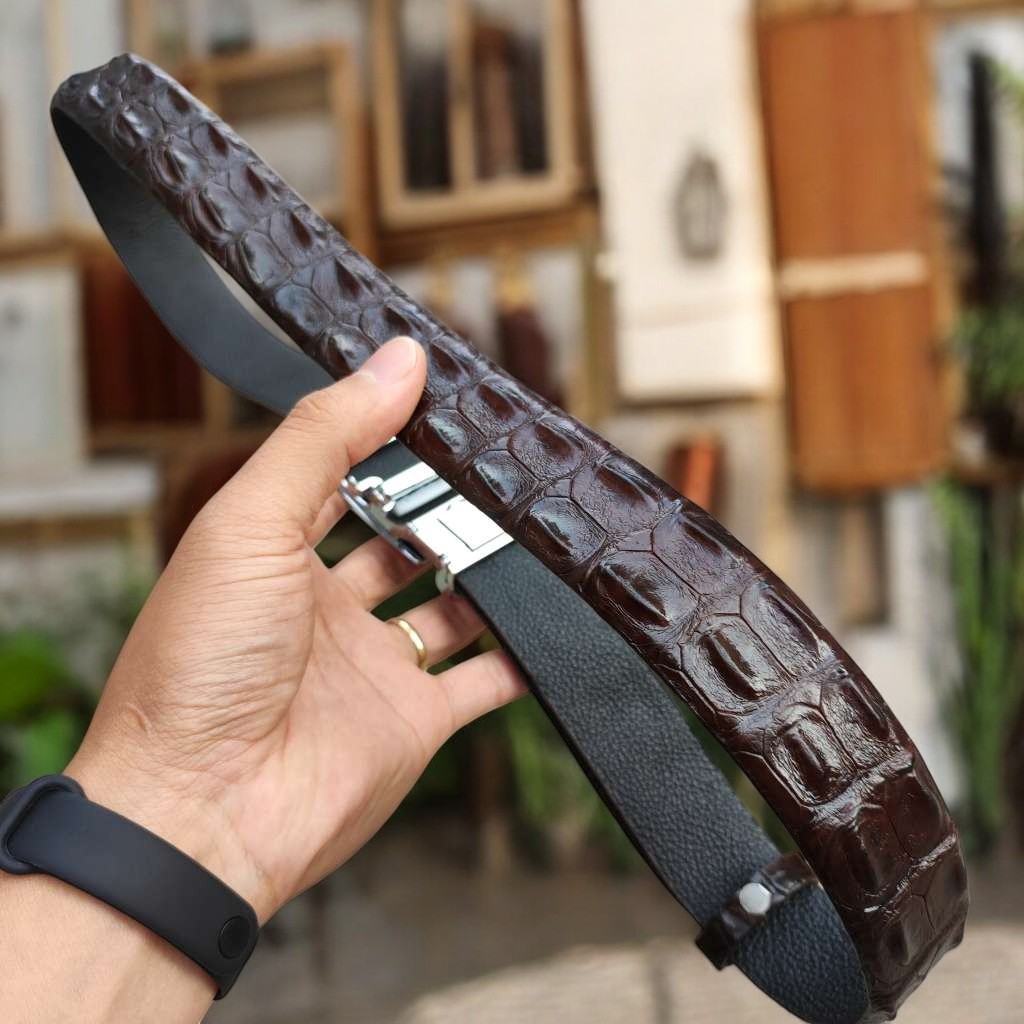 Dây Thắt Lưng Gù Gai Cá Sấu Rất Đẹp TS103B (mặt bạc)