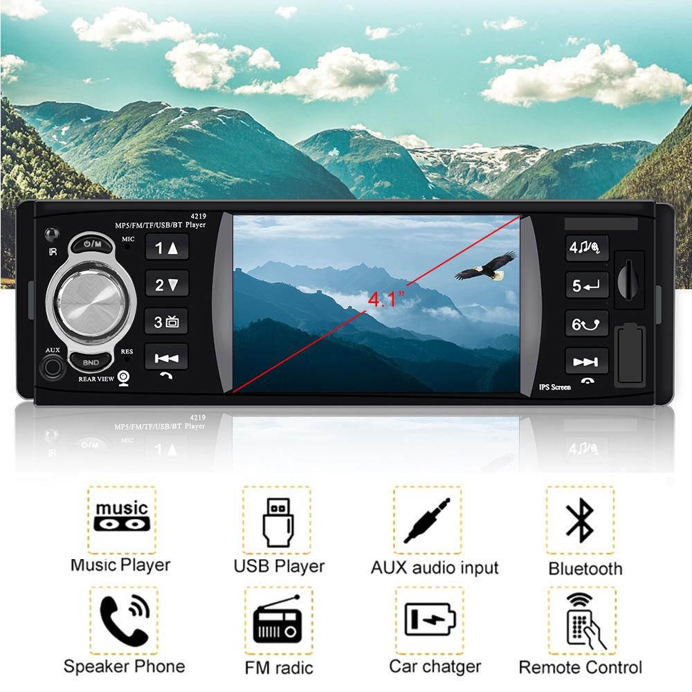 Máy nghe nhạc MP5 bluetooth 4.2 1 Din 4.1 Inch TF nhiều màu sắc kèm phụ kiện
