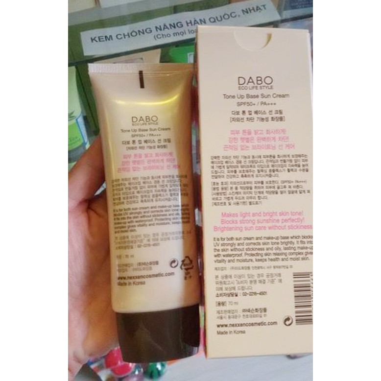 Kem chống nắng trang điểm Dabo Tone Up Base Sun Cream Hàn Quốc 70ml + Móc khoá