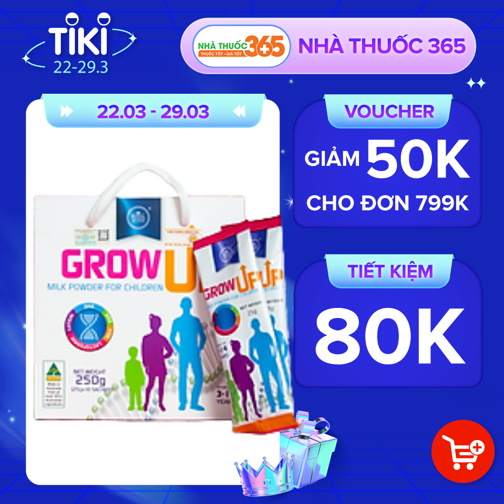 Sữa Bột Hoàng Gia Úc Royal Ausnz GROW UP MILK POWDER Hỗ Trợ Phát Triển Chiều Cao Cho Trẻ Từ 3-14 Tuổi (Hộp 10 Gói)