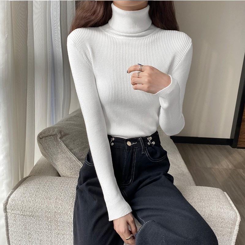 Áo Len Cổ Lọ cao 10cm Thời Trang Thu Đông Cho Nữ