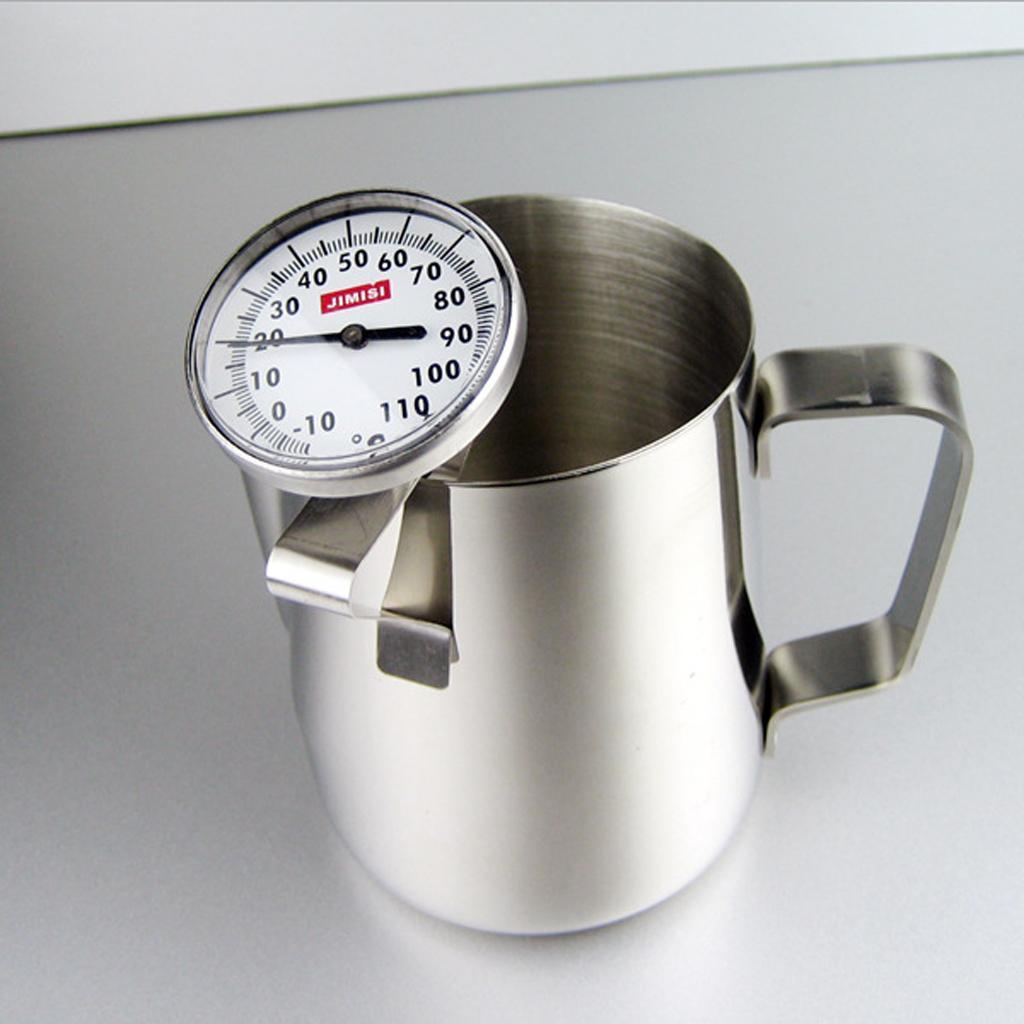 600ML Steel Coffee Milk Frothing Jug Garland Cup with Scale Thermometer