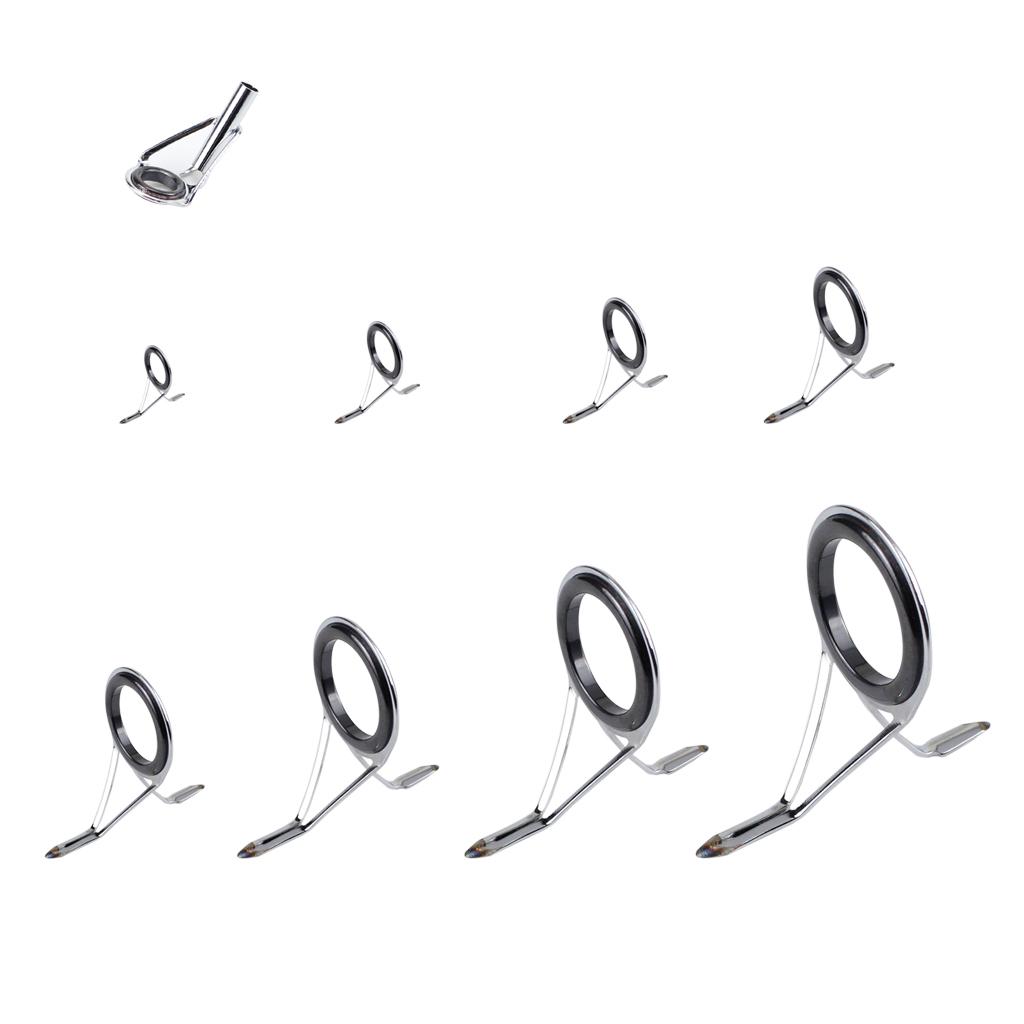 Lots 85 8-Size Fishing Rod Guides Tip Top Ring Fishing Line Guides Eyes Sets