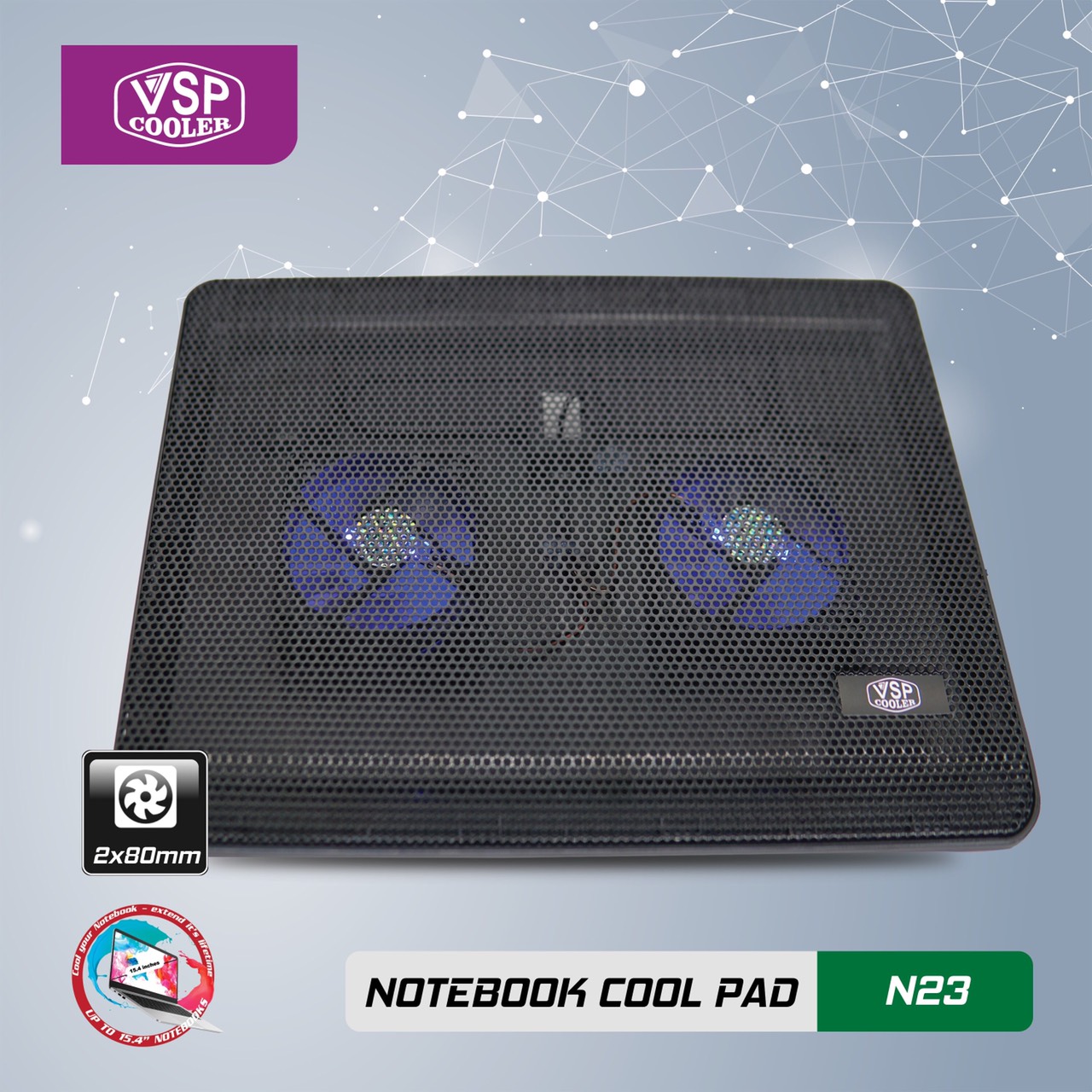 ĐẾ TẢN NHIỆT VSP COOLER N23 (2*Fan 8cm) - giao ngẫu nhiên - hàng nhập khẩu