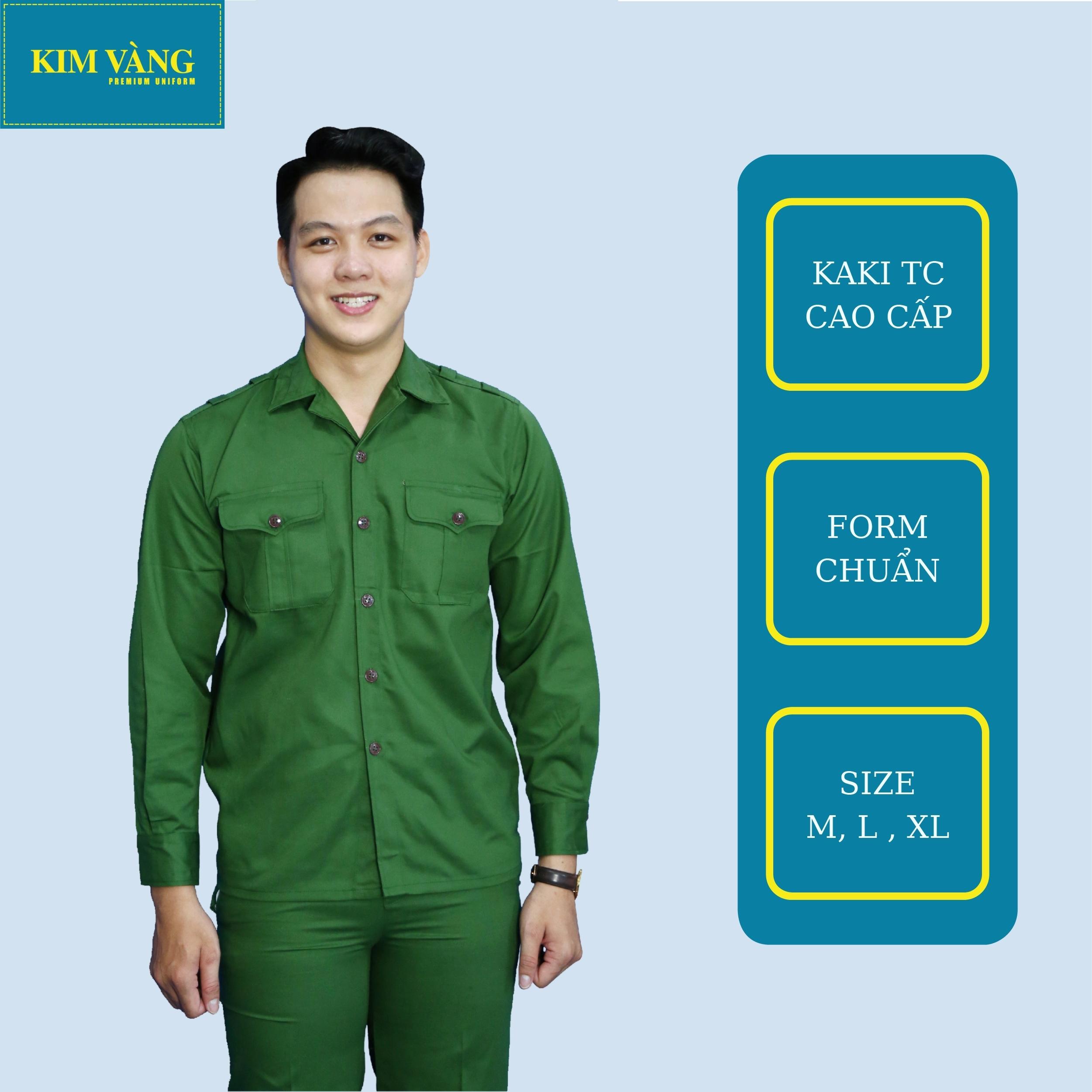 [KIM VÀNG] Bộ đồng phục quân sự quân dân chất liệu Kaki TC cao cấp - Màu xanh