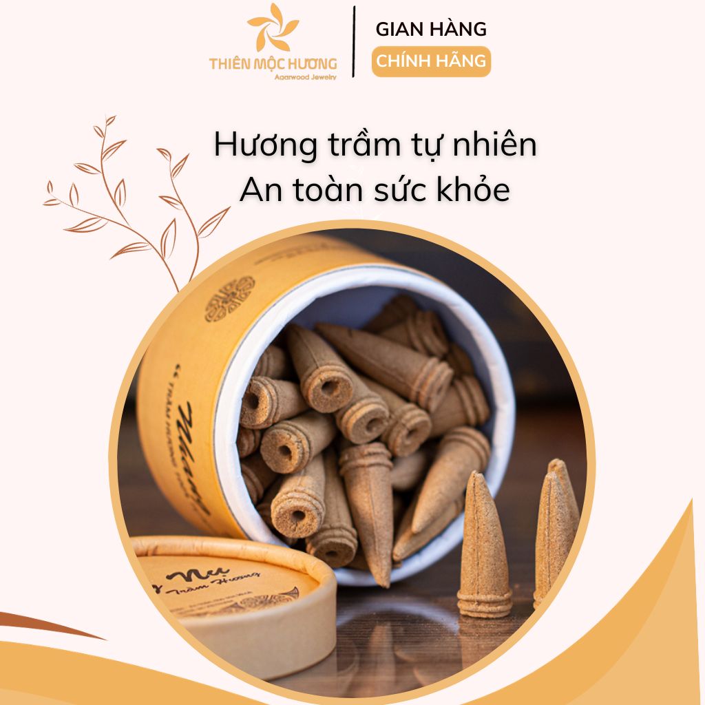 Nhang Nụ Trầm Hương Loại 12 Năm tích trầm - Tặng kèm thác khói xông nhà - Thơm lâu, mùi dễ chịu, an toàn sức khỏe - Thiên Mộc Hương