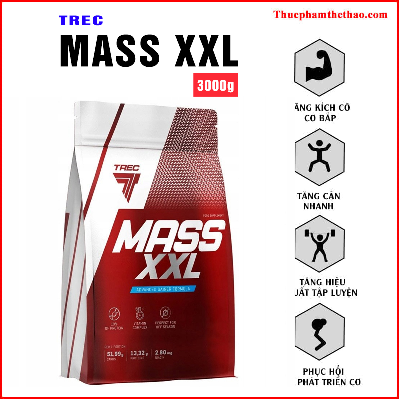 Sữa Tăng Cân Mass XXL - Nhiều Hương Vị - Hàng Chính Hãng Trec Nutrition