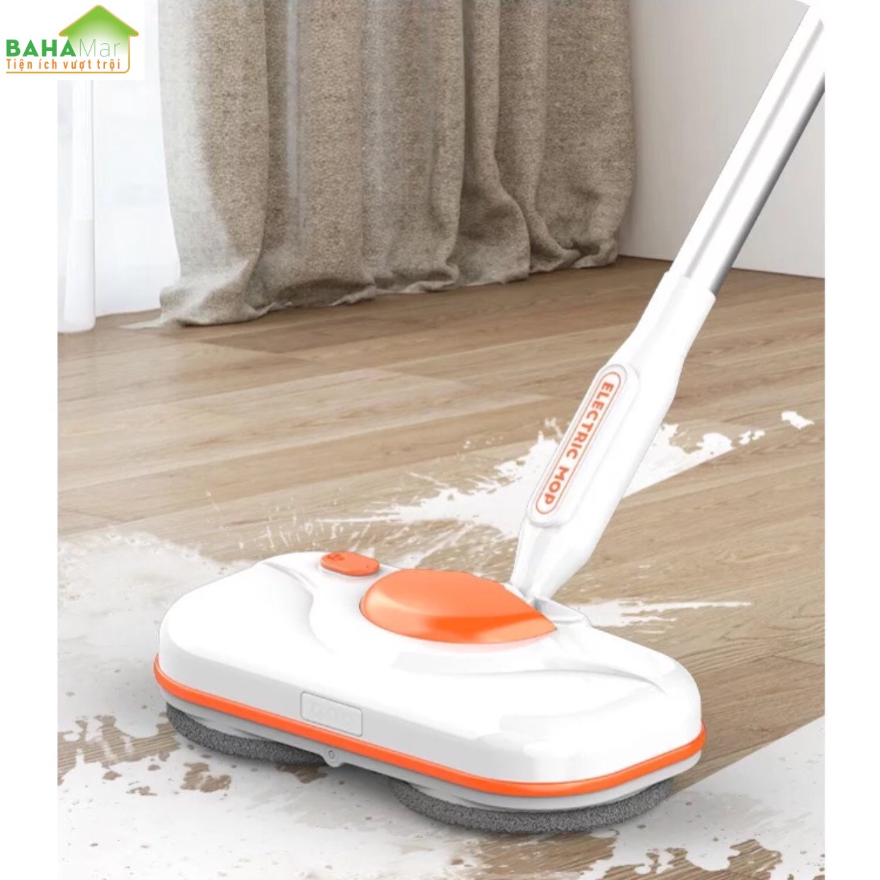 BỘ CÂY LAU NHÀ ĐIỆN KHÔNG DÂY CÓ 2 BÁNH XOAY TỰ ĐỘNG PHUN NƯỚC 3 TRONG 1 "BAHAMAR" Phù hợp dùng: Phòng khách, phòng ngủ, văn phòng, nhà bếp