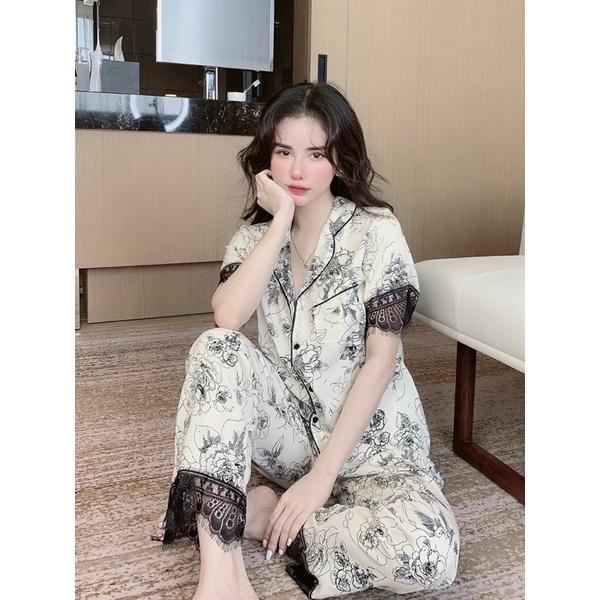 Bộ Bồ Ngủ Lụa Mango, Bộ Pijama Phối Ren HHC Store