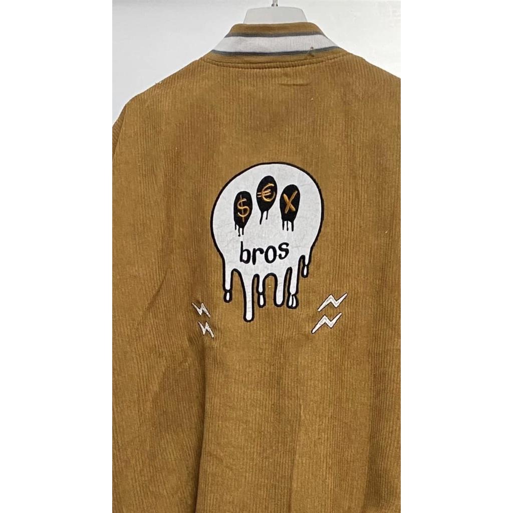 Áo Khoác Bomber Jacket Nhung Gân Tăm Thêu SUPER BROS Varsity Basic Form Rộng Nam Nữ Unisex Ulzzang