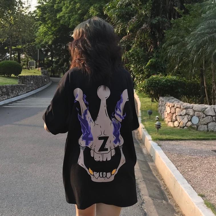 Áo thun tay lỡ, tee phông xương Skull nhiều màu form rộng, cotton