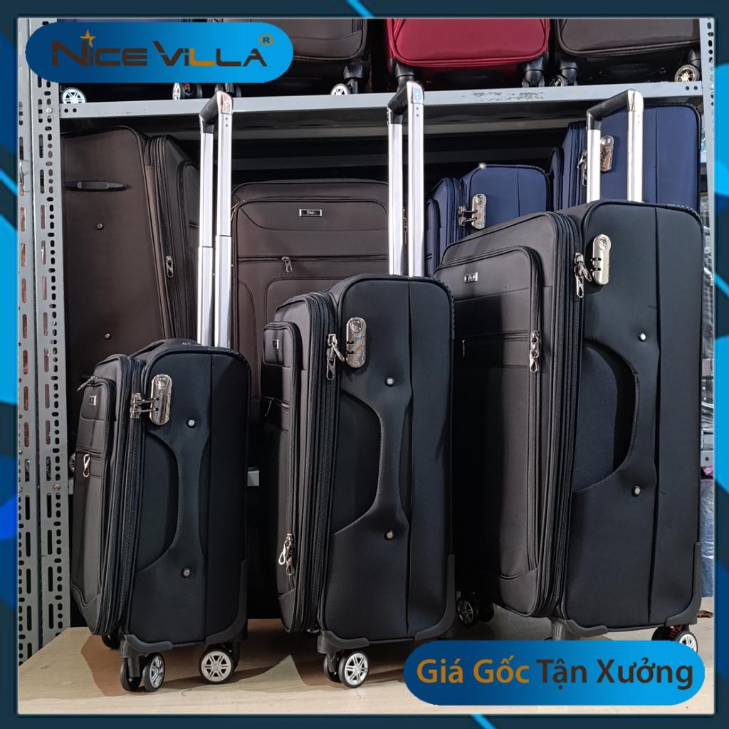 Vali Vải Cao Cấp NiceVilla, Khóa Kéo Mở Rộng thêm 3cm Có Các Size 20/24/28 Inch Mẫu Mới - Đen