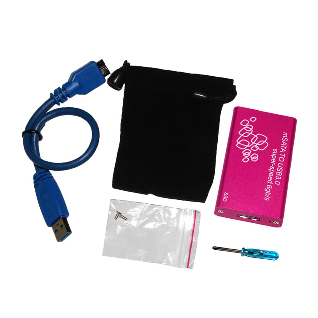 Portable mSATA to USB 3.0 SSD  Box External Enclosure Case & Cable
