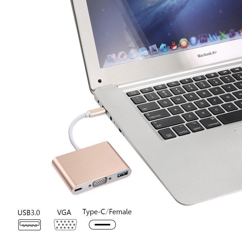 Usb Type-C To USB-C 1080p VGA USB 3.0, 3 trong 1, hỗ trợ SS MHL - Hồ Phạm