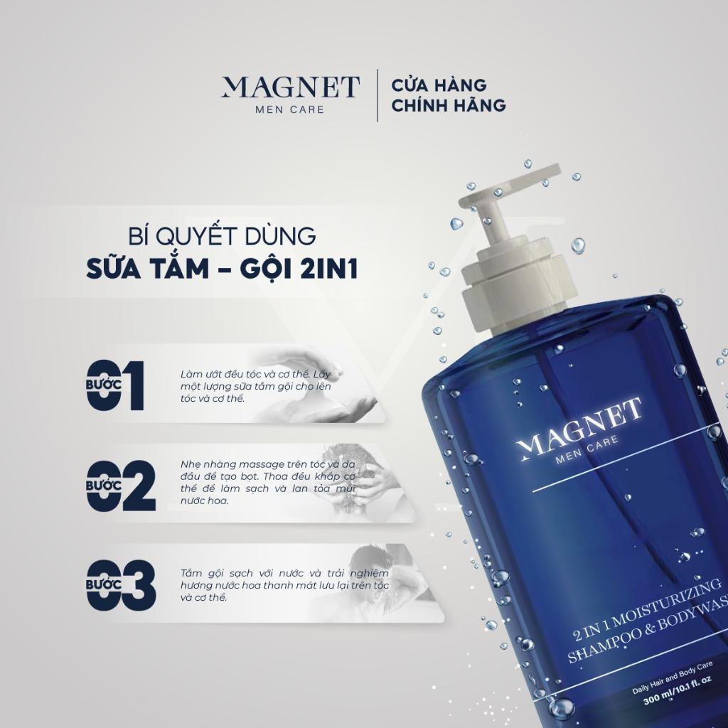 Combo Tự Tin Magnet Mencare Dầu Gội Sữa Tắm Nam 2in1 300ml & Sữa Rửa Mặt Nam 100ml & Sữa Dưỡng Da Nam 50ml